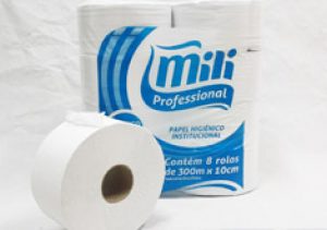 Papel Higiênico Milli 100 % celulose com 8 rolos 300 metros.