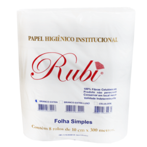 Papel Higiênico Rubi Branco Luxo com8 rolos 300 metros